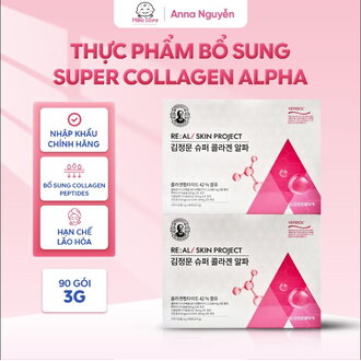 Thực Phẩm Bổ Sung Super Collagen Alpha 1250mg Hỗ Trợ Đàn Hồi Dưỡng Ẩm Da Tóc Móng Khỏe Hộp 90 Gói